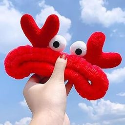 Plush Crab Spa Headband For Girl's & Women's | Soft Red Face Wash Band, Cosmetic Hair Band-18