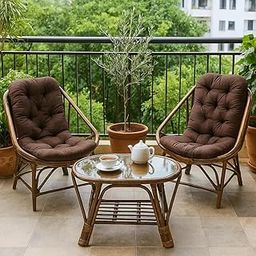 IRA Rattan Chair & Table Set for Balcony, Garden & Living Room | 2 Seater Outdoor Patio Furniture | Stylish Handwoven Cane Look Chairs with Coffee Table (3-Piece Set)-image-40