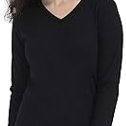 Women's Cotton Plain V Neck Full Sleeve T-Shirt-picture-5