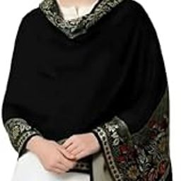 Elegant Winter Shawl/Stole with Floral Border, Maroon Wool Blend, Traditional Design with Tassels(30 * 80)-image-15