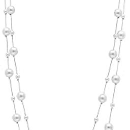 Silver Plated White Pearl Studded 2 Layer Necklace Stylish Jewellery Gift for Women & Girls-17