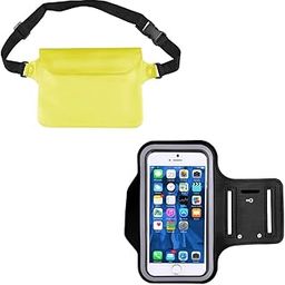 Mobeeta Cell Phone Armband Waterproof & Anti-Sweat Fabric (Black) + Waterproof Waist Belt Holster(Yellow)-image-63