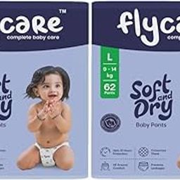 Flycare Soft & Dry Baby Pant Style Diaper L Size (Large) | 9-14 kg | 124 Count (Pack of 2) |Comfortable and Cotton Soft Diaper with Leakage Guard, Wetness Indicator, Upto12 Hours Protection-8