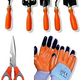 Aero Seeds Tool Kit for Garden -7 Pcs (Cultivator, Hand Fork, Big & Small Trowels, Weeder, Garden Gloves, Garden Scissors) | Gardening Tools for Home Gardening | Best and Durable Plants Tool Set |-7