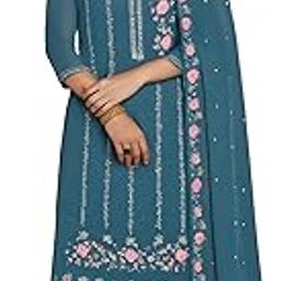 Women's Unstitched Georgette Salwar Suit with Embroidery & Swarovski Work | Ethnic Indian Dress Material with Dupatta-image-2
