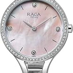 Titan Raga Showstopper Quartz Analog Mother of Pearl Dial Metal Strap Watch for Women-95275SM01/NT95275SM01-image-52