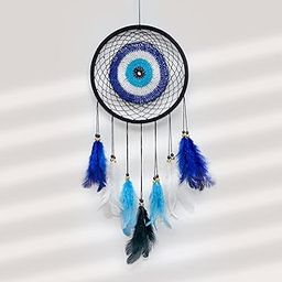 Evil Eye Dream Catcher Wall Hanging for Positive Energy and Protection size-18x1x35cm (Blue)-image-12
