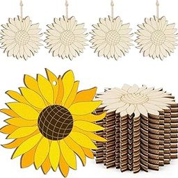 Bs amor Wooden Flower Ornaments to Paint Spring Decoration Cutouts Unfinished 10 PCS 3.5 x 3 inches, DIY Blank Wood Discs Ornament for Home Crafts Hanging-image-40