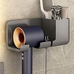 GLIVE (LABEL) Plastic Wall Mounted Hair Dryer Holder, Wall Mounted Hair Dryer Rack with Styling Tool Organizer for Bathroom, Bedroom, Salon (1Pcs)-image-78