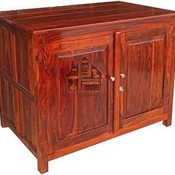 THE HOME HEAVEN INTERIOR Solid Sheesham Wooden Trunk Storage for Living Room | Traditional Designer Storage Box for Home | Trunk Cum Coffee Table with Storage (Teak, 2 Door)-9