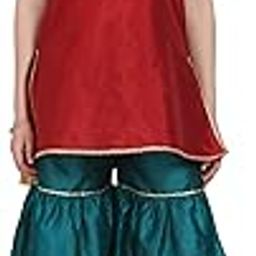 Gota Work Dupion Silk Kurta Sharara with Dupatta Set for Women | Festive Ethnic Suit for Rakhi, Diwali, Eid & Wedding Functions | Traditional Outfit with Heavy Gota Patti-image-2