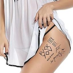 3D Temporary Tattoo Stickers for Men Women Boys & Girls Waterproof Tattoo Stickers Flowers Butterfly Stars angle words Dark Desire Honeymoon Realistic Adult Tattoo Stickers TL-155 19X9 cm-39