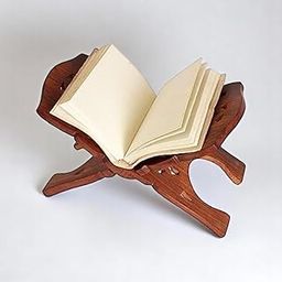 WOODASTIC Handmade Sheesham Wooden Book Holder, Folding Prayer Stand with Carvings, Religious Book Display Stand (12 inch)-image-81