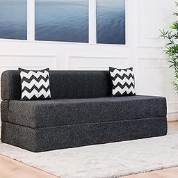 Modern 3-Fold Fabric Sofa Cum Bed with High-Density Foam – Convertible Sleeper Couch in Charcoal Grey for Living Room and Guest Space-image-18