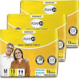 KareIn Overnight Adult Diaper Pants, Medium 75-100 Cm (30"- 40"),30 Count, Unisex, Leakproof, Elastic Waist, With Aloe Vera Lotion, Anti-Bacterial, ADL, Wetness Indicator, Pack of 3-image-49