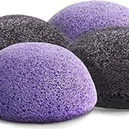 Natural Konjac Sponge is made form konjac powder. It is ideal for everyone especially suitable for sensitive skin. Cleansing and Exfoliation (2 Lavender Purple, 2 Charcoal Gray)-image-29