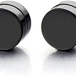 Arts 1Pair Barbel Punk Gothic Black Stainless Steel Magnetic Earring-picture-12