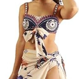 Women Two-Piece Swimsuit with Cover-Up-Beige Bikini Set with Skirt | Assymetric Neck, Stylish & Comfortable Swimwear | Fashionable Summer Beachwear-picture-25
