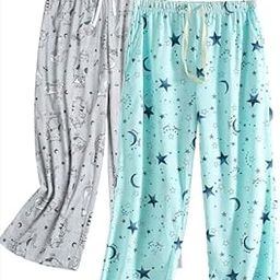 Women's Relaxed Fit Spun Printed Pyjama Pants Pack of 2 (Prints and Colors may vary)-image-22