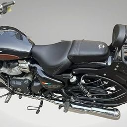 Sahara Seats - Compatible with Super Meteor 650 - Vegan Leather Finish Seat Cover with Added Cushion - Black-image-8