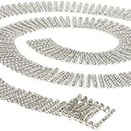 7 Row Diamante Diamond Ladies Waist Chain Dress Clothing Charm Belt Silver Clothing, Shoes & Accessories | Womens Accessories | Belts-image-69