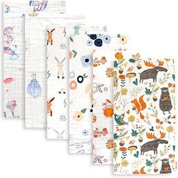 TEDDYIFY Muslin Burp Cloths for Baby Girl 6 Pack Large 20''x10'' 100% Cotton Burp Rags Absorbent and Soft 6 Layers Muslin Cloth Baby Boy Newborn Essentials Must Haves(Fairy Tale, Pack of 2,4 & 6) (2)-image-19