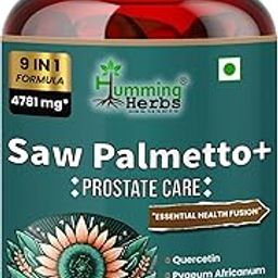 Humming Herbs Saw Palmetto Plus Prostate Support - Enhanced Formula with Quercetin, Turmeric, Pygeum, Vitamins E & B6, Zinc, Selenium for Men's Health, Capsule-25