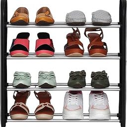 FLIPZON Multipurpose Metal & Plastic Shoe Stand | Portable Wide Shoes Rack Organiszer Easy to Move (4 Shelves, 8 Pairs) (Small)-26