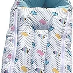 AMARDEEP Blue Baby Quilt & Sleeping Bag Cum Carry Bag – Soft, Cozy, Portable Baby Bedding for Newborns, Infants – 64x41 cm, Perfect for Travel, Stroller, and Sleeping Time-30