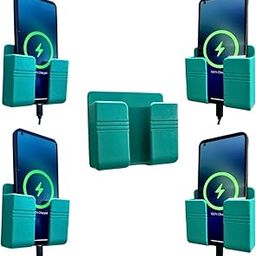 Wall Mounted Mobile Holder Storage Case for Remote Wall Mounted Mobile Stand/Multi Purpose Stand with Hole for Phone Charging - Pack of 5 (Green)-12