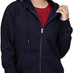 Women's Cotton Full Zipper Sweatshirt Hoodies with Kangaroo Pocket Winter Wear Hooded Neck Sweatshirt-image-56