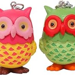 Cute Owl Design 3D Keychain and Bag Hanging Accessories (Green, Pack of 2)-image-12