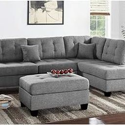 Blisscraft Brenster Fabric 6 Seater RHS L Shape Sofa Set (Light Grey)-image-47
