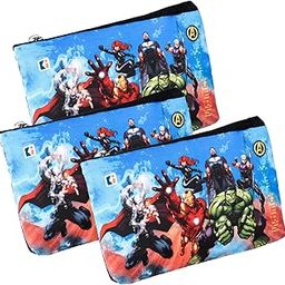 Pack of 3 Pencil Pouch | Square Stationary Pouch | Pen-Pencil Box for Kids | School Geometry Pouch | Pencil Utility Bag | Zipper Pencil Organizer | Marvel Avengers | Black-image-53