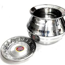 NAAYAGI ™ - Stainless Steel Made - Milk, Rice, Cooking Pot - Medium - 4 Litre (Approx) with LID (Silver Color)-22