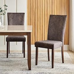 Home Centre Helios Capser Set of 2 Fabric Dining Chairs - Brown-image-2