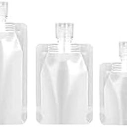 Felofix White Travel Size Refillable Empty Squeeze Pouch, Stand Up Pouch for Toiletry, Lotion Shampoo Shower Gel Squeezable Bags, Leakproof Cosmetic Containers (30ml/50ml/100ml)-picture-49