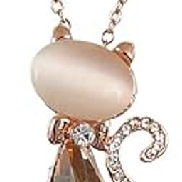 Gold-Plated Cat Style Crystal Gold Studded Pendant Necklace-image-19