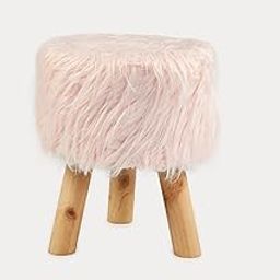 Red Butler Pouffe Stool for Living Room | Velvet Round Ottoman with Wooden Legs | Compact Footrest, Makeup Stool & Side Table | Soft Cushioned Seat | 12-Inch Height | Light Pink-6