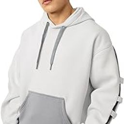 Galactic Grey Men and Boys Long Sleeves Hooded Neck Solid Cotton Blend Oversized Hoodies-image-85