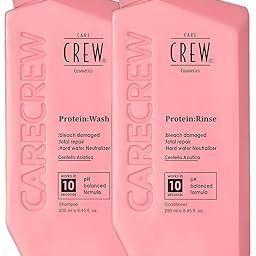 CARECREW Protein Wash and Rinse Set, 250ml Shampoo and Conditioner, Bleach-Damaged Hair Repair, pH Balanced Formula-36