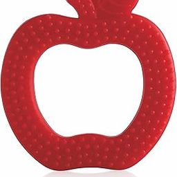 BeeBaby Apple Fruit Shape Soft Silicone Teether for 3-6 Months with Carrying Case, BPA Free Teething Toy for Babies with Textured Surface for Soothing Gums. 100% Food Grade (Apple - Red)-2