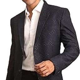 Men's Navy Blue Silk Blend Blazer | Imported Fabric Blazer for Men-picture-15