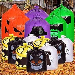 15pcs Halloween Lawn Leaf Bags, Halloween Pumpkin Garden Leaf Bags Ghost Yard Leaf Bag Mummy Halloween Leaf Bags Black Cat Halloween Waste Trash Garbage Bag with Twist Tie for Outdoor Decorations-image-24