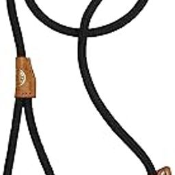 Vama Leathers I British Style Training Leash Slip Leash I Adjustable Length I Strong & Durable Training Show Leash I Soft Nylon Rope I Leather Trims I Made in India I 5 Feet X 1 CM I Black.-picture-21