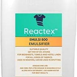 Reactex Emulsi 800 Emulsifier for Oil Stain Removal, Fabric Cleaner for Bedsheets, Towels and Hotel Linen-image-43