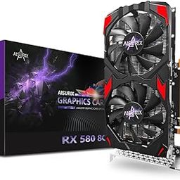 AISURIX RX 580 Graphics Card, 2048SP, Real 8GB, GDDR5, 256 Bit, Pc Gaming Video Card, 2XDP, HDMI, pci_e_x16 with Freeze Fan Stop for Desktop Computer Gaming Gpu-21