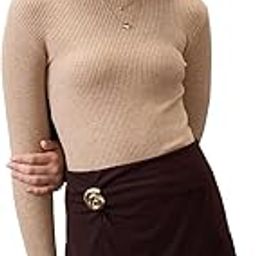 Women High Neck Long Sleeves Flat Knit Ribbed Winter Wear Pullover Sweater-image-50