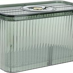 Fridge Organizer Container with Handle with Freshness Timer Lid for Kitchen Large Green-picture-0