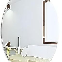 Oval Shape Adhesive Mirror Sticker for Wall on Tiles Bathroom Bedroom Living Room Basin Mirror Bathroom Wall Mirror Stickers Unbreakable Plastic Vanity Mirror, Dressing Table Makeup Mirror (A1)-63